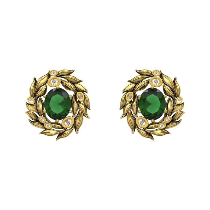 gold olive wreath earrings