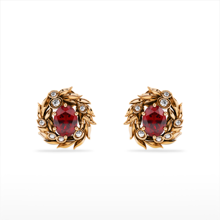 Gold Olive Wreath Earrings – Handcrafted 14K Gold Jewelry with Gemstones