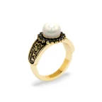 The Hidden Pearl – Gold, Diamond & Calligraphy Ring - Image 9